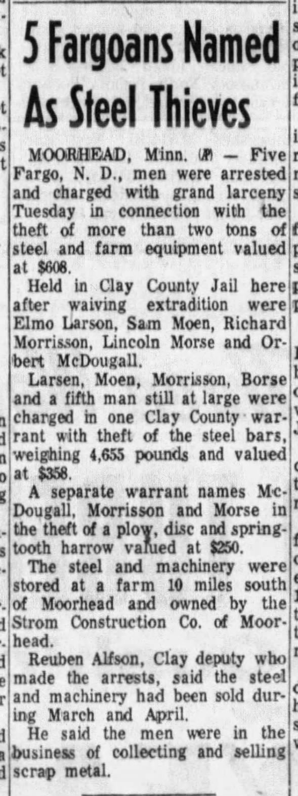 Clipping from The Bismarck Tribune